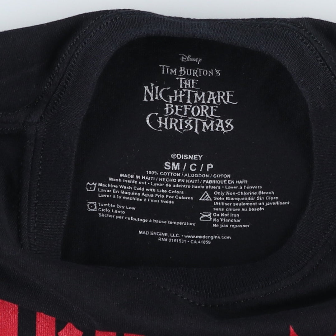 THE NIGHTMARE BEFORE CHRISTMAS Character Print T-Shirt (Men's Size S) cotton black type Vintage Second Hand