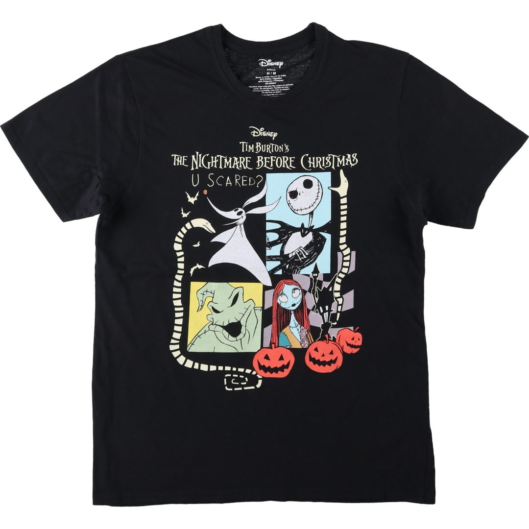 DISNEY The Nightmare Before Christmas Character Print T-Shirt (Men's Size M) cotton black type Vintage Second Hand