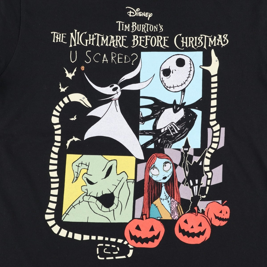 DISNEY The Nightmare Before Christmas Character Print T-Shirt (Men's Size M) cotton black type Vintage Second Hand