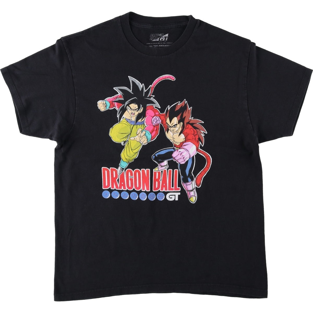 DRAGONBALL GT Anime Character Print T-Shirt (Men's Size L) cotton black type Vintage Second Hand