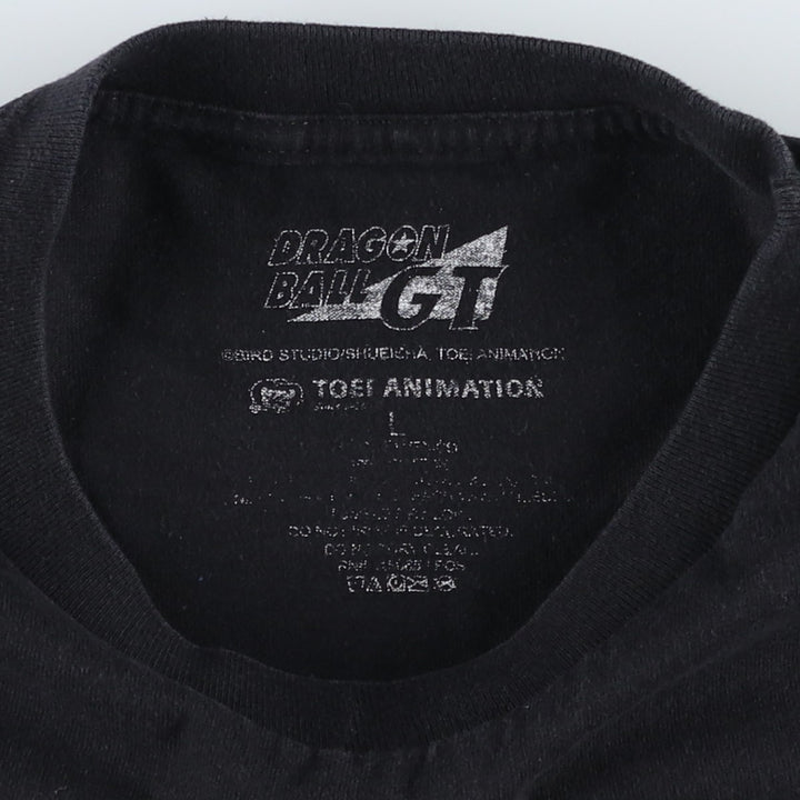 DRAGONBALL GT Anime Character Print T-Shirt (Men's Size L) cotton black type Vintage Second Hand