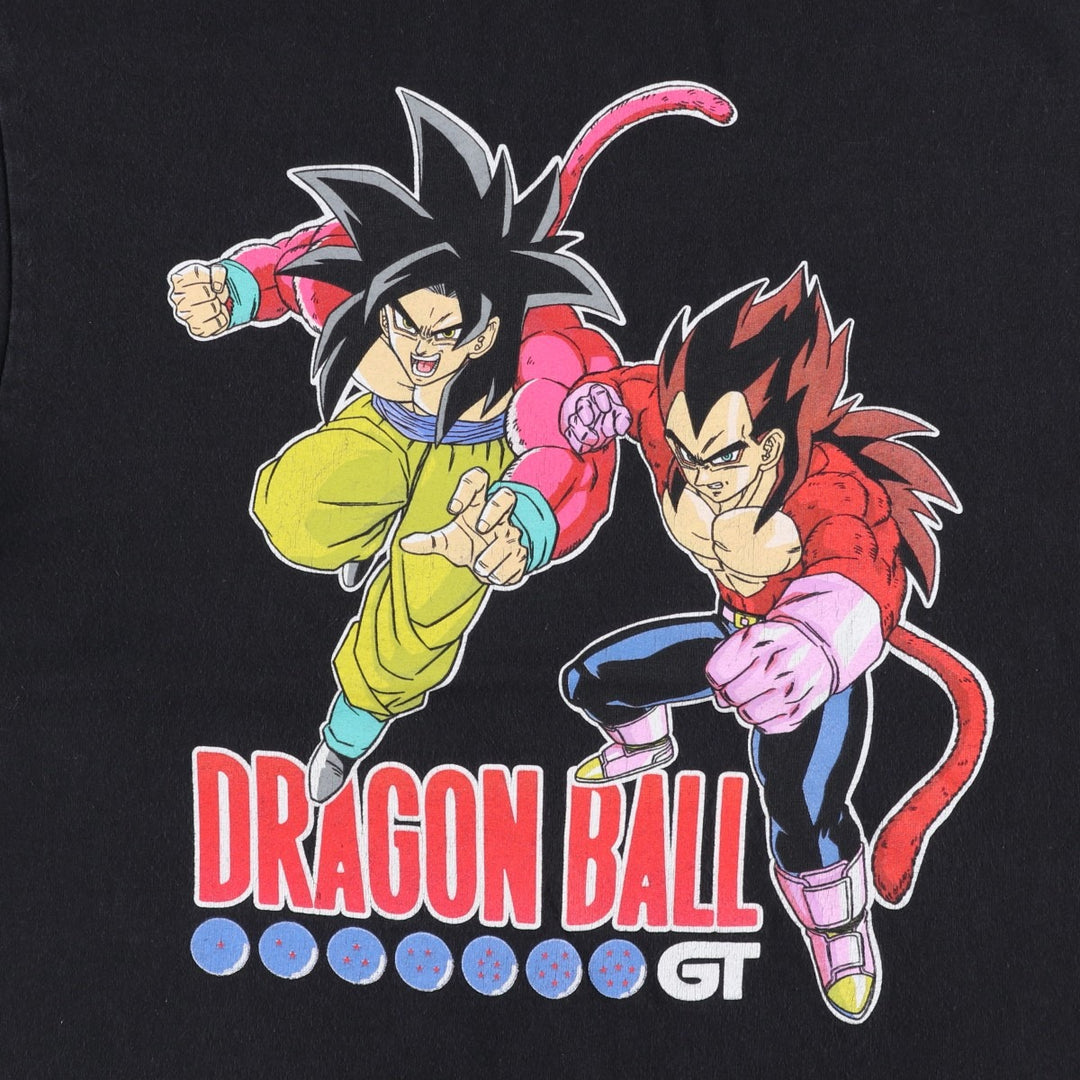 DRAGONBALL GT Anime Character Print T-Shirt (Men's Size L) cotton black type Vintage Second Hand