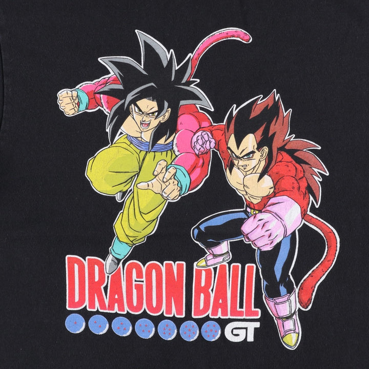 DRAGONBALL GT Anime Character Print T-Shirt (Men's Size L) cotton black type Vintage Second Hand