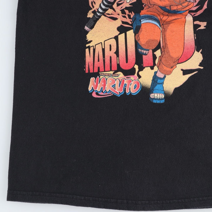 NARUTO Anime Character Print T-Shirt Men's M Size cotton black type Vintage Second Hand