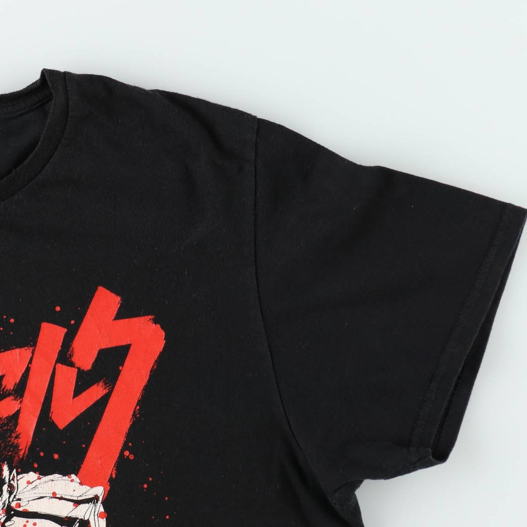 BERSERK Anime Character Print T-shirt, Men's Size L cotton black type Vintage Second Hand