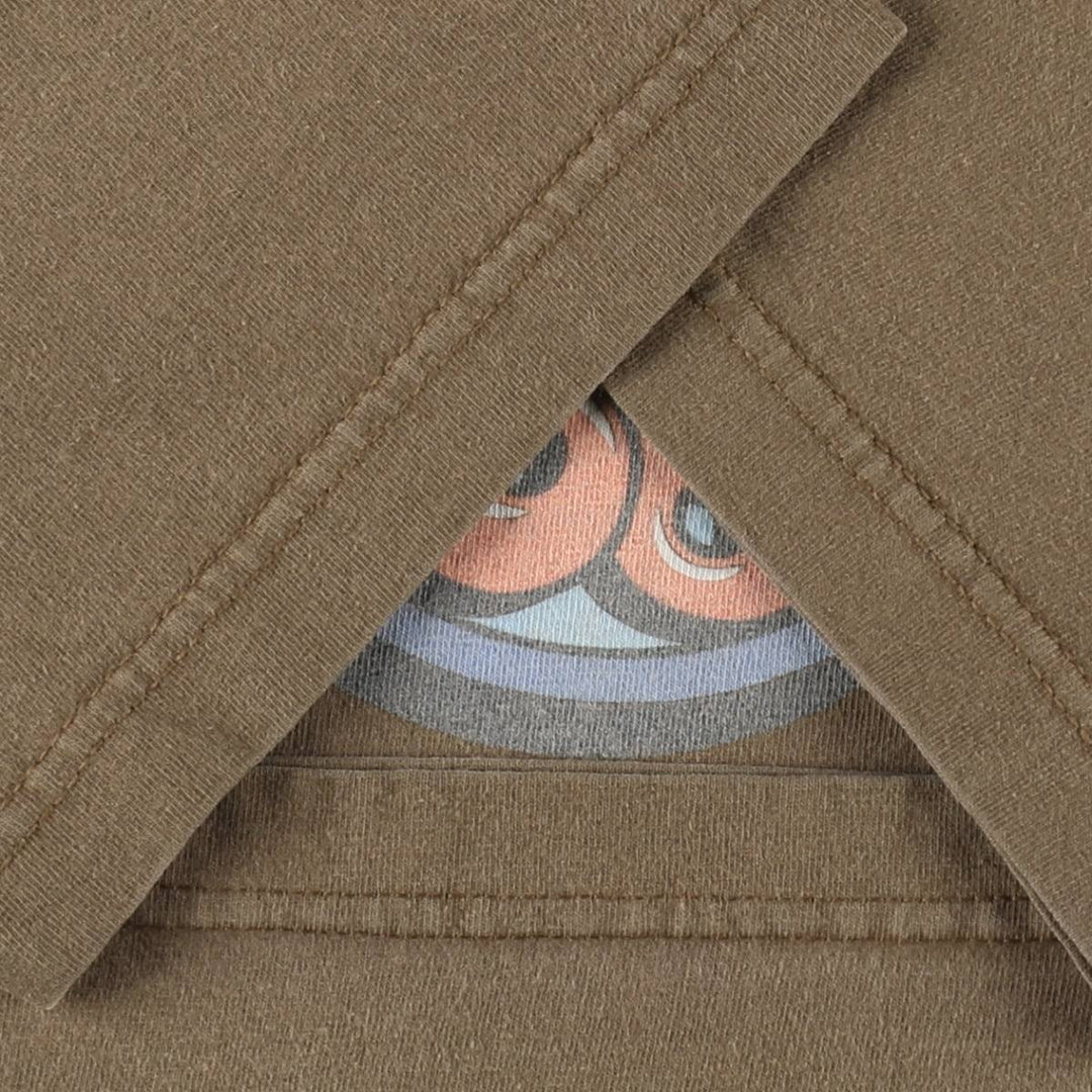 Woody Woodpecker anime character print T-shirt, men's size L (approx.) cotton brown type Vintage Second Hand