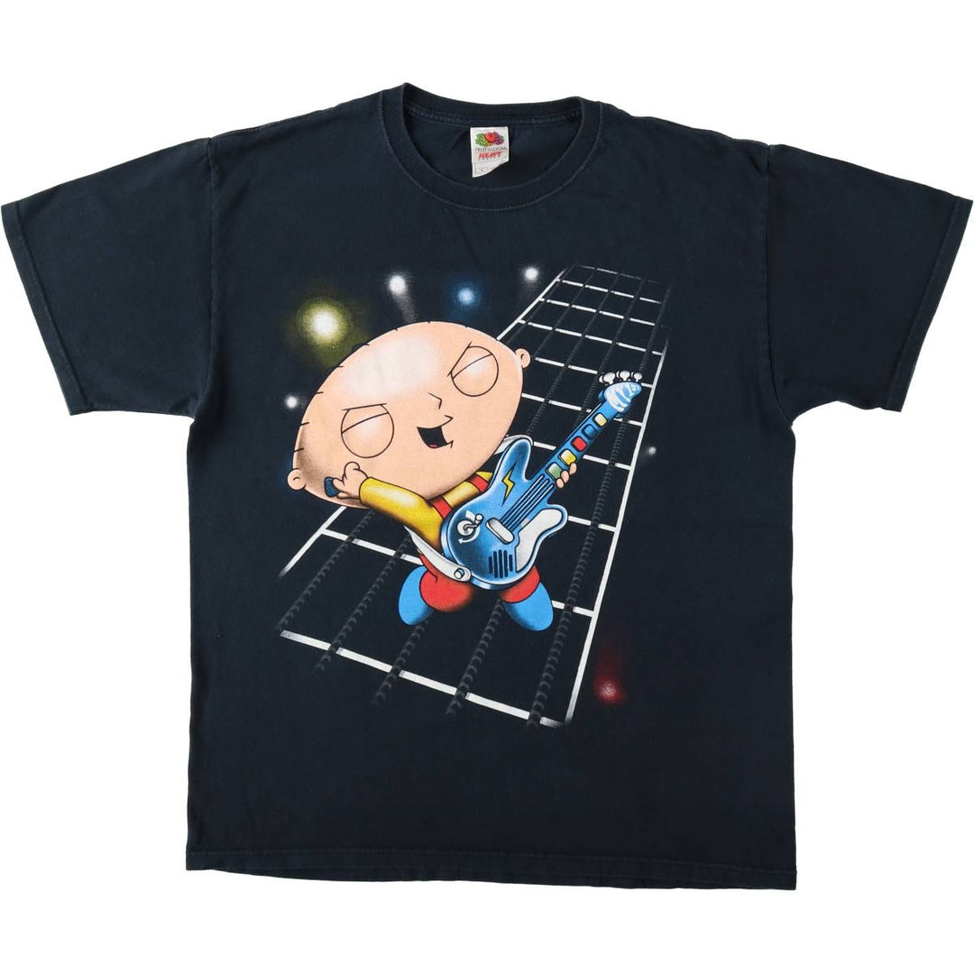Fruit of the Loom Heavy Cotton Family Guy Character Print T-Shirt (Men's Size L) cotton black type Vintage Second Hand