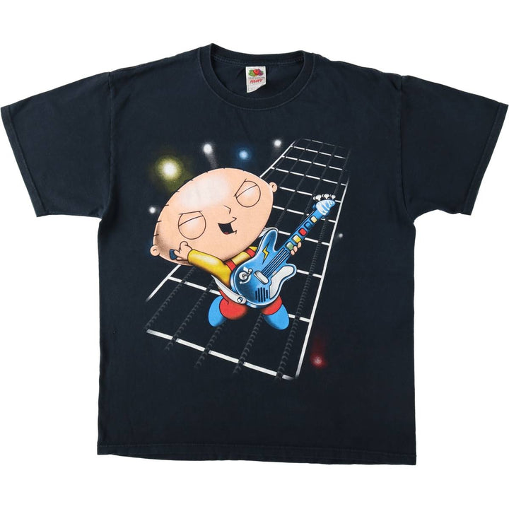 Fruit of the Loom Heavy Cotton Family Guy Character Print T-Shirt (Men's Size L) cotton black type Vintage Second Hand