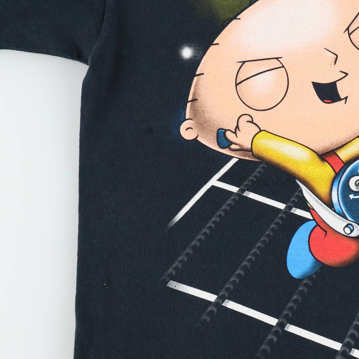 Fruit of the Loom Heavy Cotton Family Guy Character Print T-Shirt (Men's Size L) cotton black type Vintage Second Hand