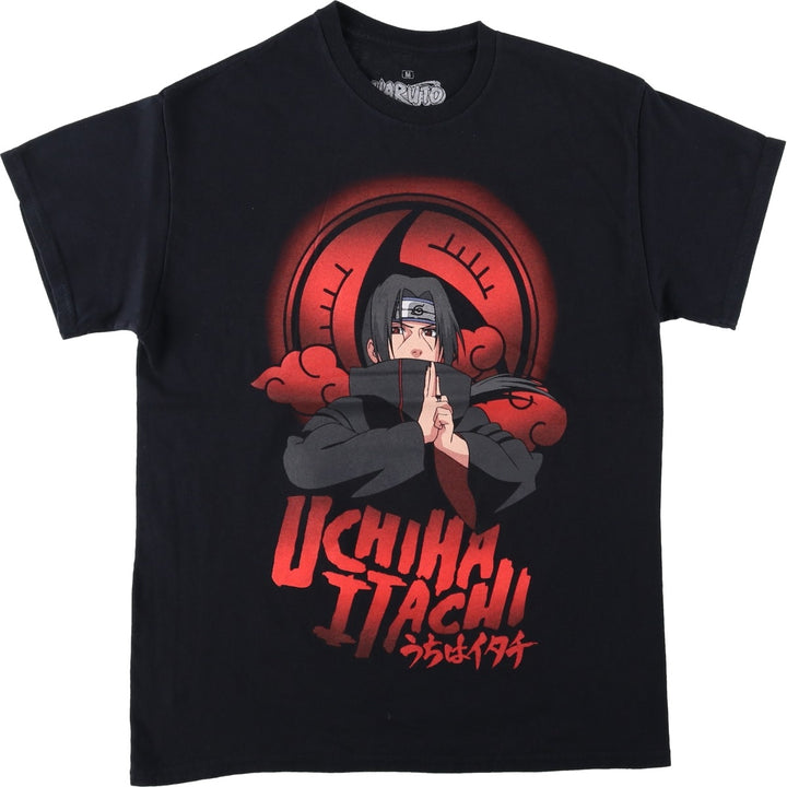 00'S NARUTO SHIPPUDEN Naruto Shippuden Uchiha Itachi Anime Character Print T-Shirt Men's M size cotton black type Vintage Second Hand