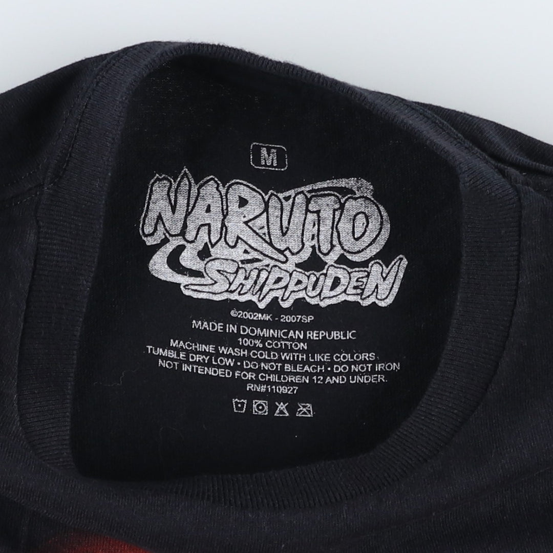 00'S NARUTO SHIPPUDEN Naruto Shippuden Uchiha Itachi Anime Character Print T-Shirt Men's M size cotton black type Vintage Second Hand