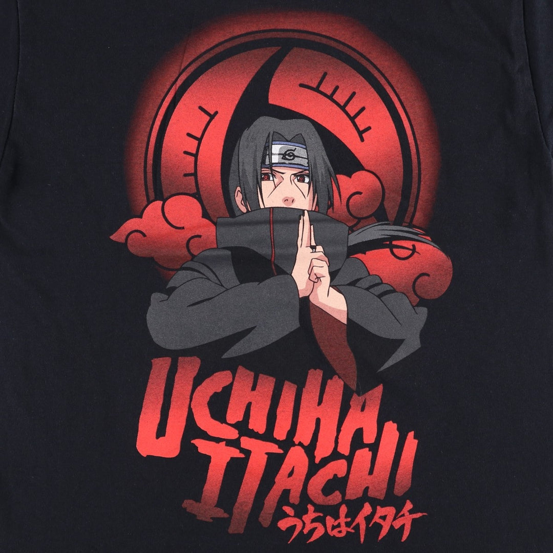 00'S NARUTO SHIPPUDEN Naruto Shippuden Uchiha Itachi Anime Character Print T-Shirt Men's M size cotton black type Vintage Second Hand