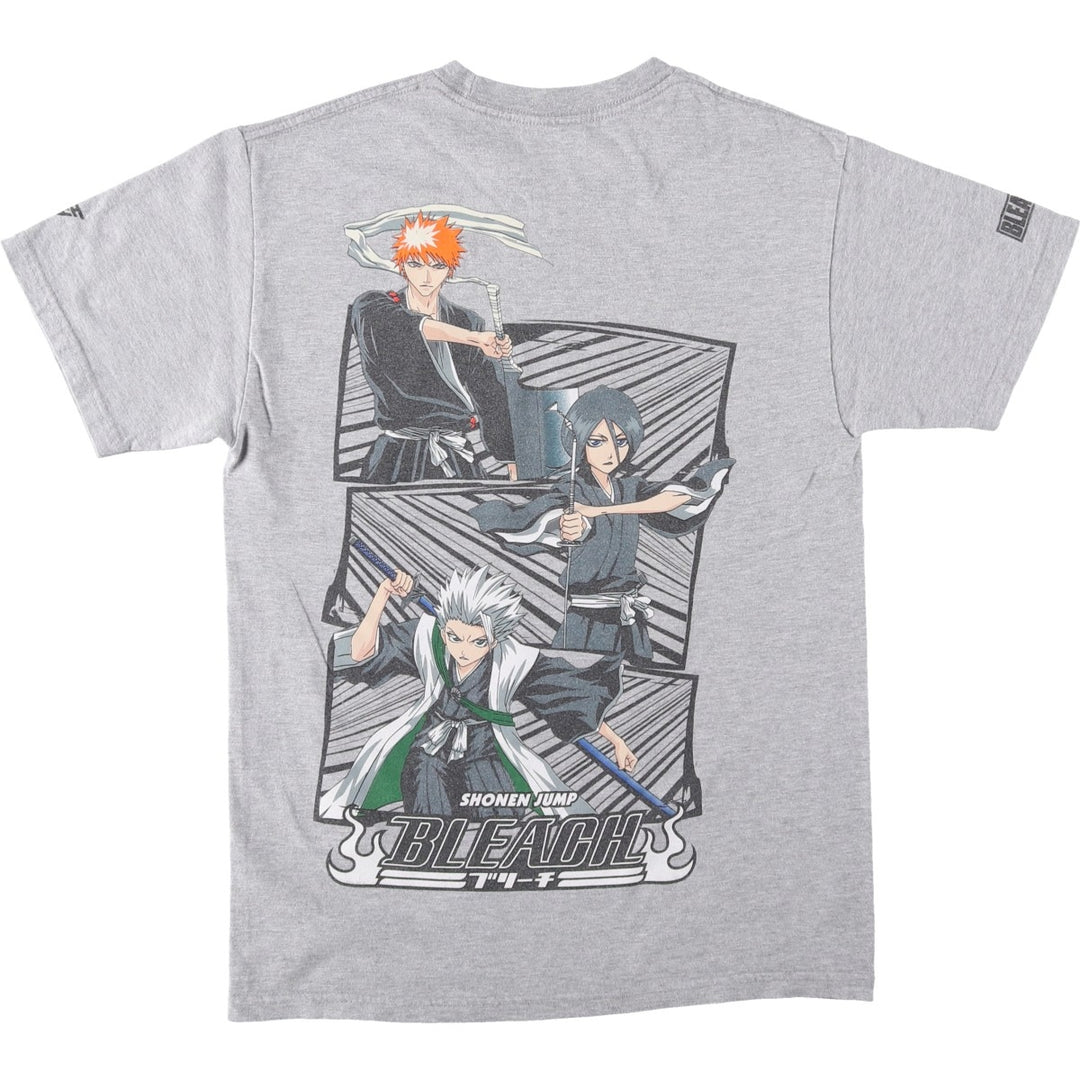 BLEACH Anime Character Print T-Shirt, Men's Size S cotton gray type Vintage Second Hand