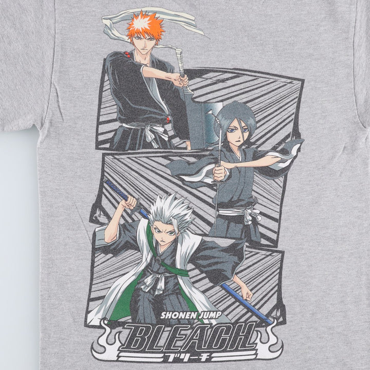 BLEACH Anime Character Print T-Shirt, Men's Size S cotton gray type Vintage Second Hand
