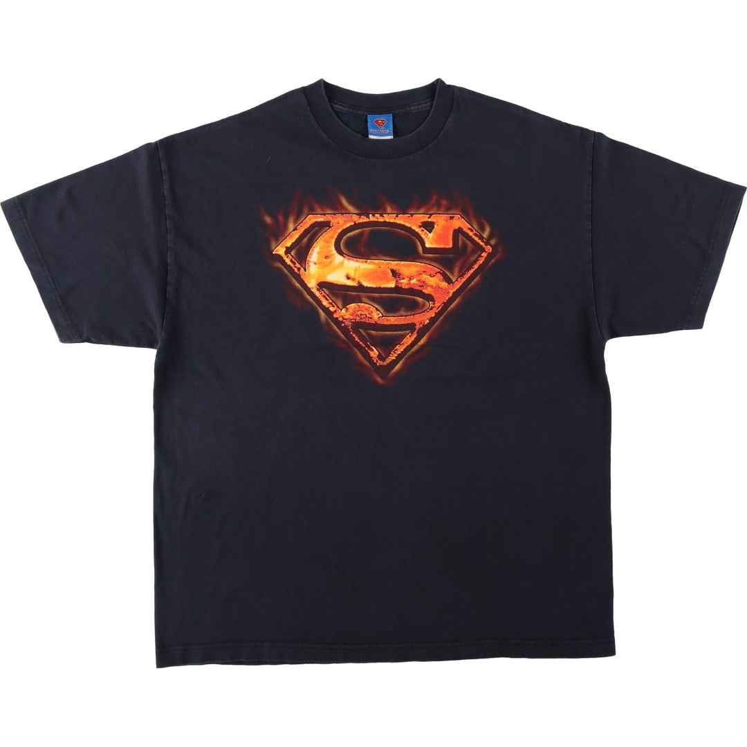 SUPERMAN character print T-shirt, men's size XL (approx.) cotton black type Vintage Second Hand