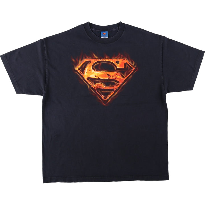 SUPERMAN character print T-shirt, men's size XL (approx.) cotton black type Vintage Second Hand