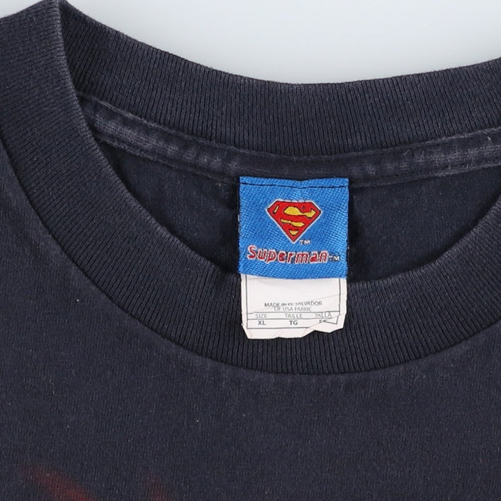 SUPERMAN character print T-shirt, men's size XL (approx.) cotton black type Vintage Second Hand