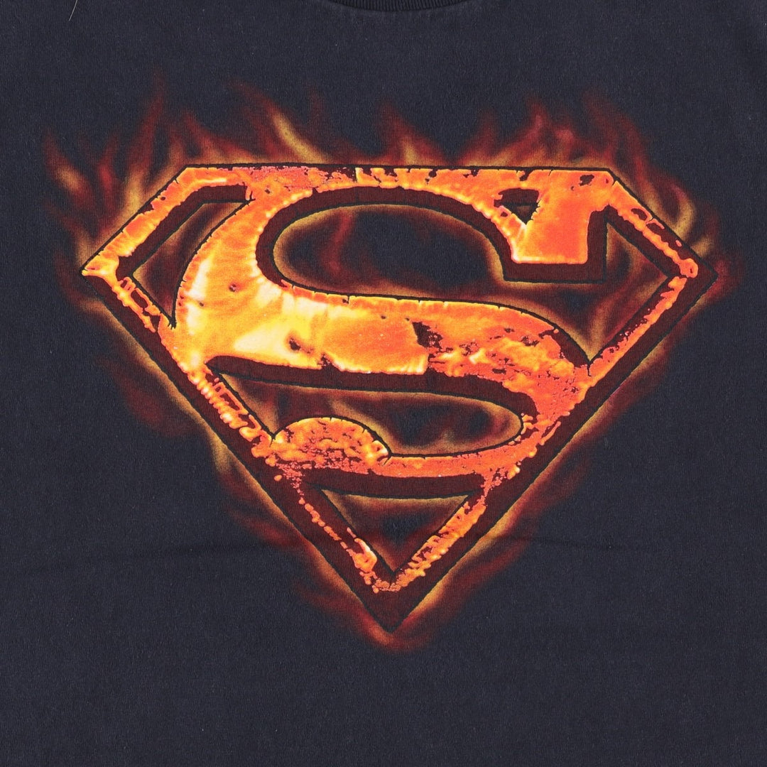 SUPERMAN character print T-shirt, men's size XL (approx.) cotton black type Vintage Second Hand