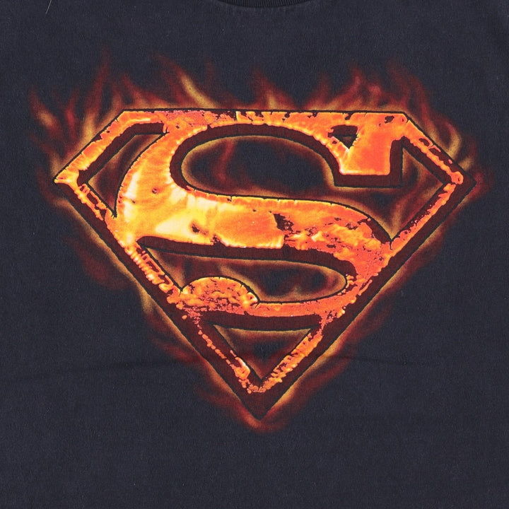SUPERMAN character print T-shirt, men's size XL (approx.) cotton black type Vintage Second Hand