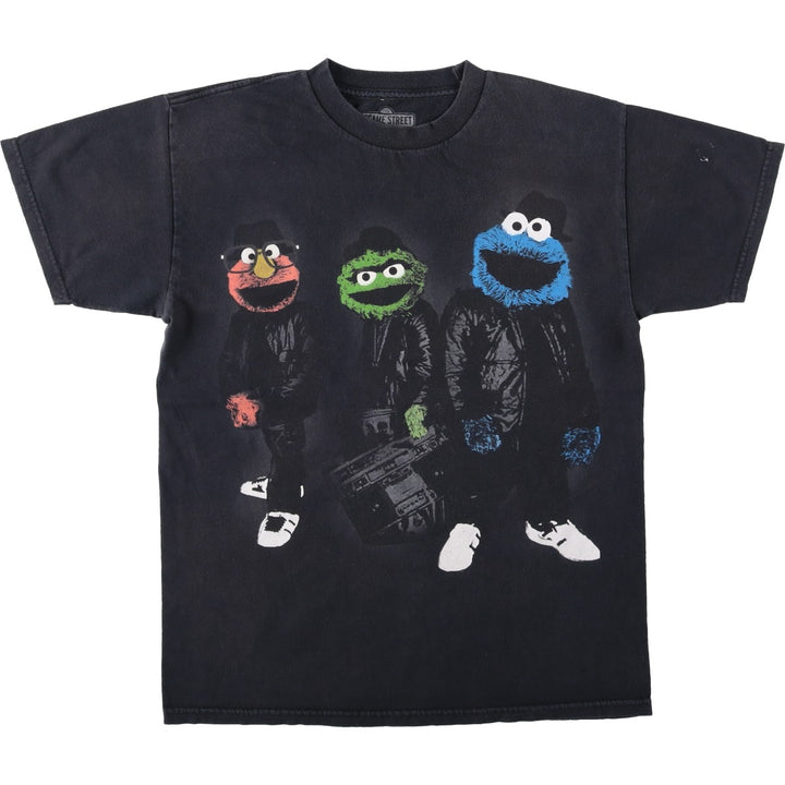 Sesame Street character print T-shirt, men's size M (approx.) cotton black type Vintage Second Hand