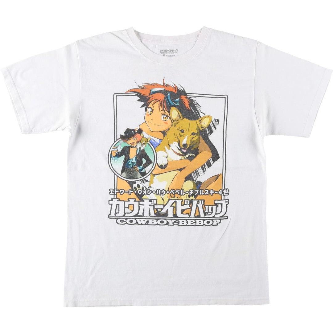 COWBOY BEEBOP Cowboy Bebop Anime Character Print T-shirt Men's M size cotton white type Vintage Second Hand