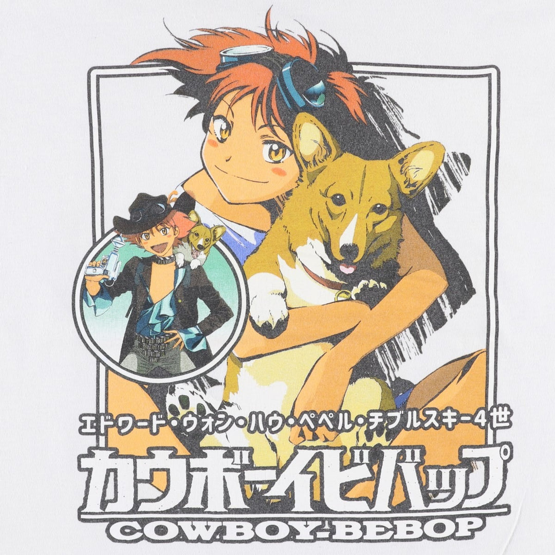 COWBOY BEEBOP Cowboy Bebop Anime Character Print T-shirt Men's M size cotton white type Vintage Second Hand