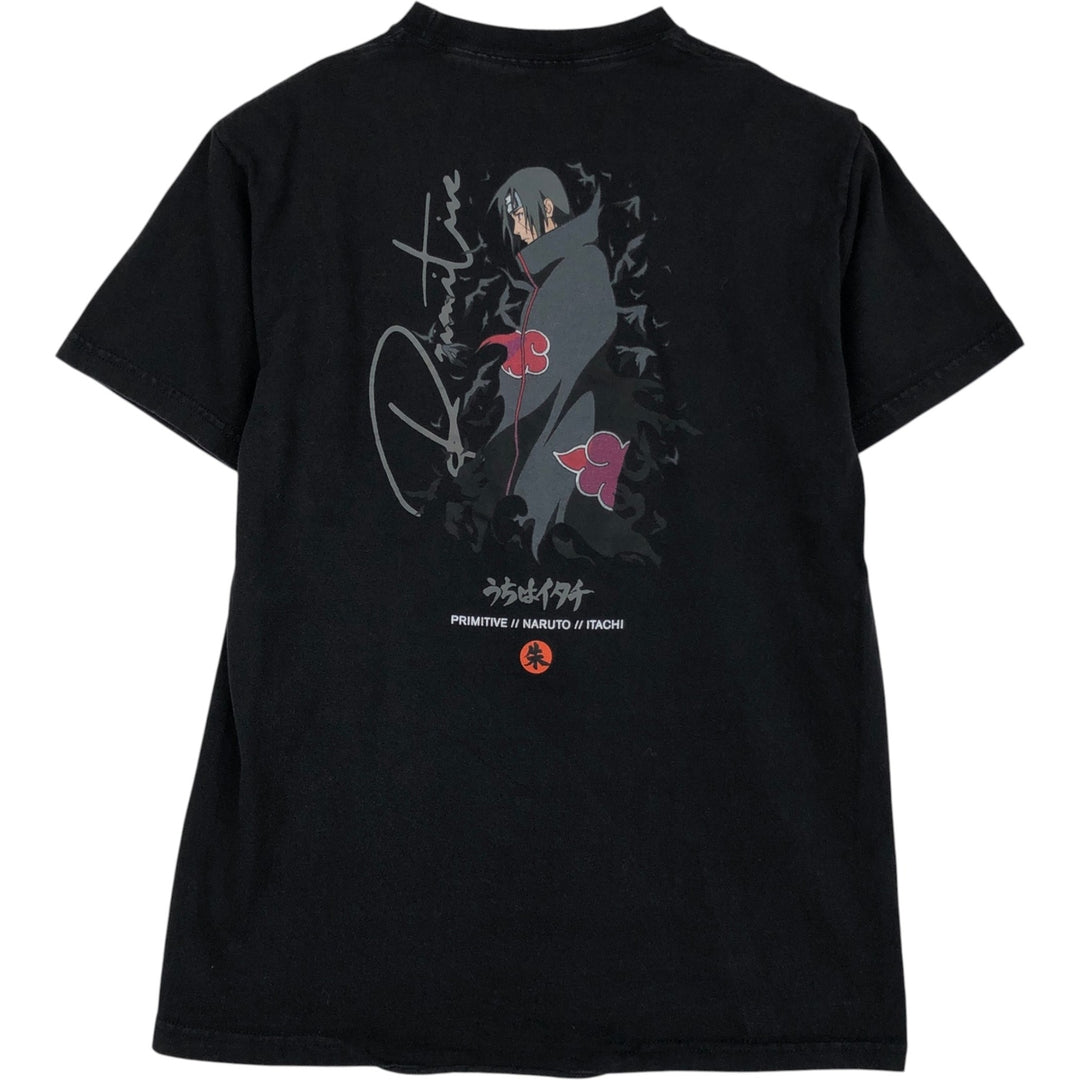 NARUTO SHIPPUDEN Naruto Shippuden Uchiha Itachi Anime Character Print T-Shirt Men's S Size cotton black type Vintage Second Hand