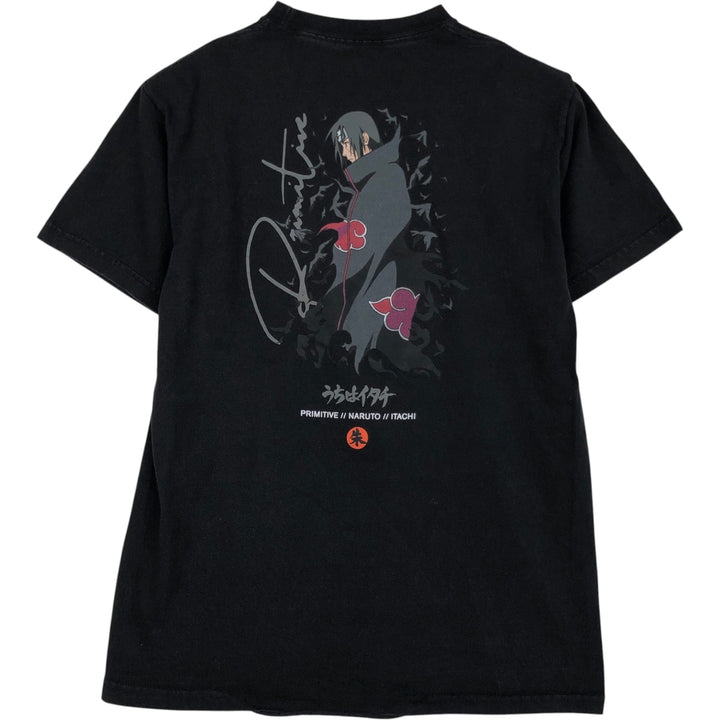NARUTO SHIPPUDEN Naruto Shippuden Uchiha Itachi Anime Character Print T-Shirt Men's S Size cotton black type Vintage Second Hand