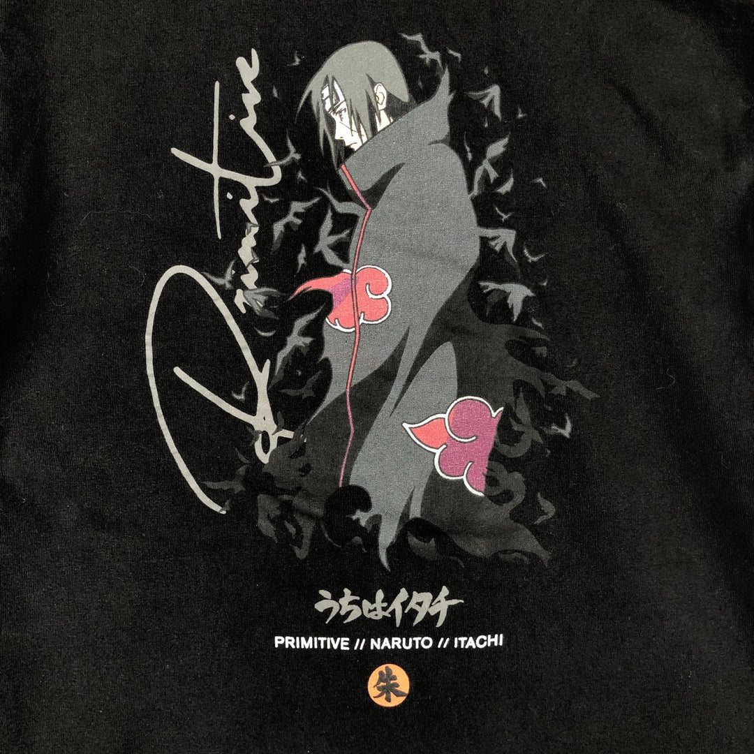 NARUTO SHIPPUDEN Naruto Shippuden Uchiha Itachi Anime Character Print T-Shirt Men's S Size cotton black type Vintage Second Hand