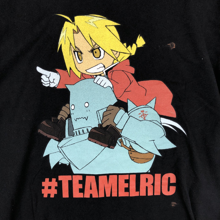 FULLMETAL ALCHEMIST Anime Character Print T-Shirt Men's M Size cotton black type Vintage Second Hand