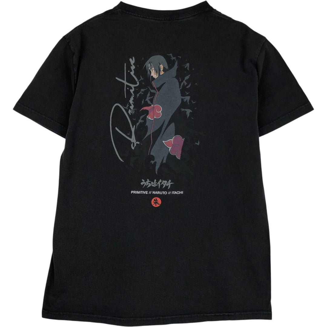 NARUTO SHIPPUDEN Naruto Shippuden Uchiha Itachi Anime Character Print T-Shirt Men's L size cotton black type Vintage Second Hand