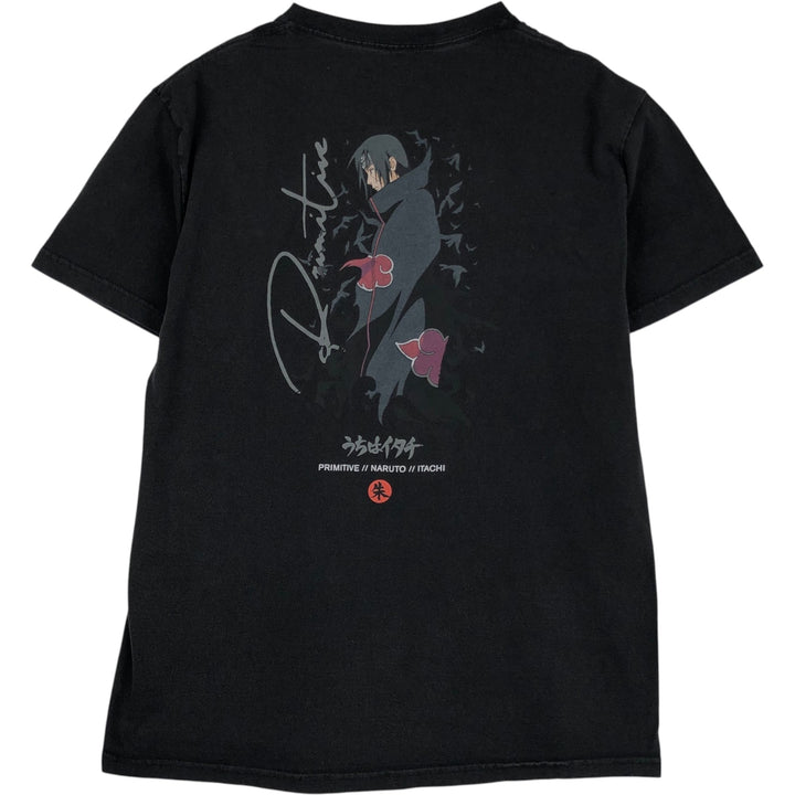 NARUTO SHIPPUDEN Naruto Shippuden Uchiha Itachi Anime Character Print T-Shirt Men's L size cotton black type Vintage Second Hand