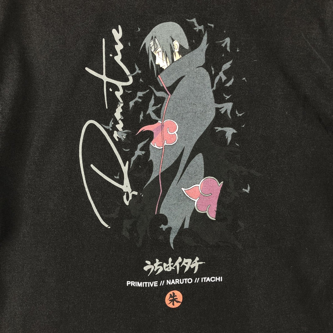 NARUTO SHIPPUDEN Naruto Shippuden Uchiha Itachi Anime Character Print T-Shirt Men's L size cotton black type Vintage Second Hand
