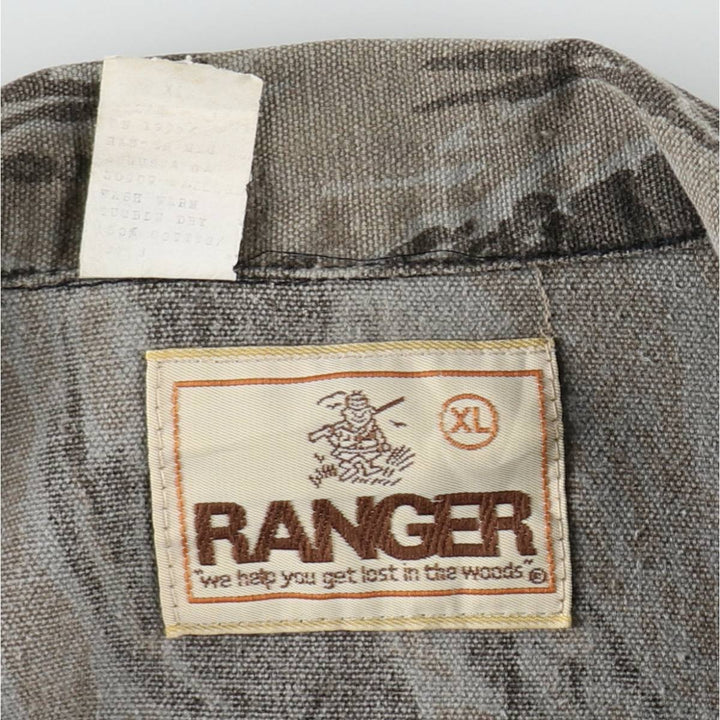 80'S Ranger Camouflage Pattern Tiger Stripe Camo Hunting Shirt Jacket, Made in USA, Men's XL (approx.), Vintage unclear gray type Vintage Second Hand