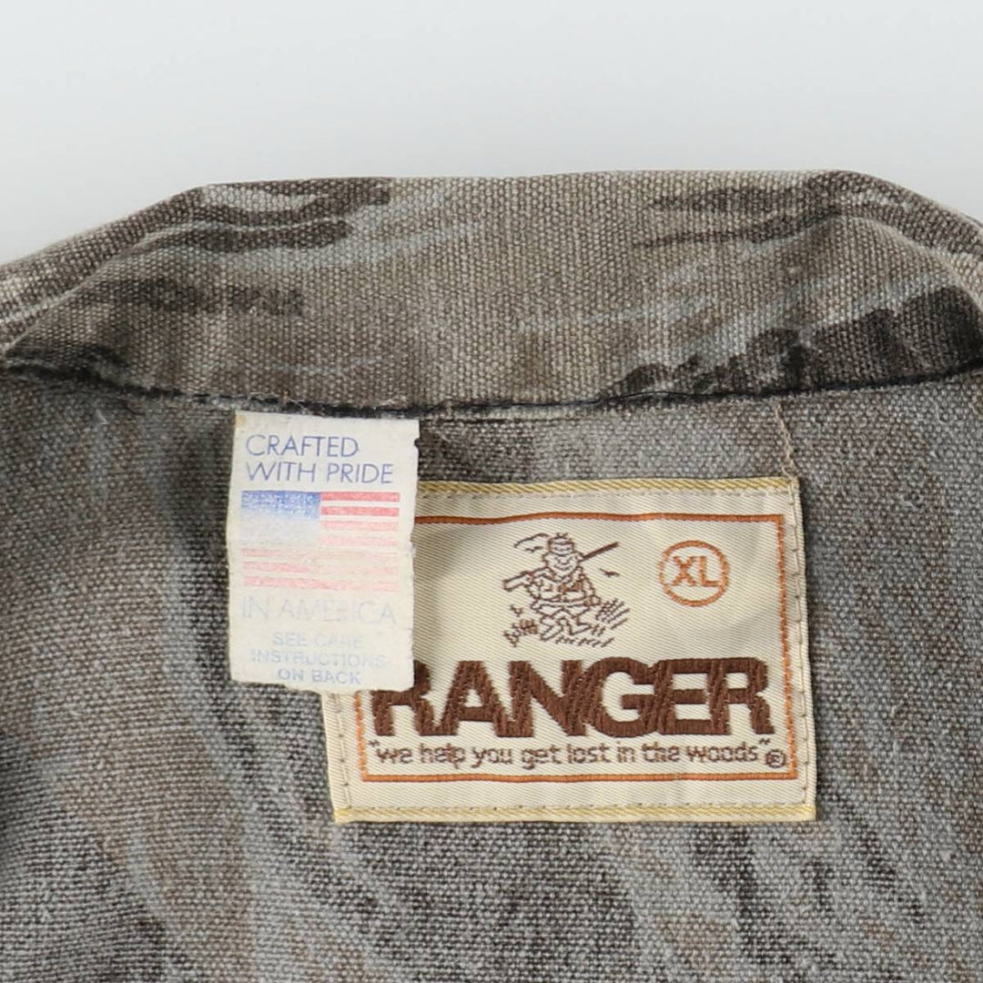 80'S Ranger Camouflage Pattern Tiger Stripe Camo Hunting Shirt Jacket, Made in USA, Men's XL (approx.), Vintage unclear gray type Vintage Second Hand