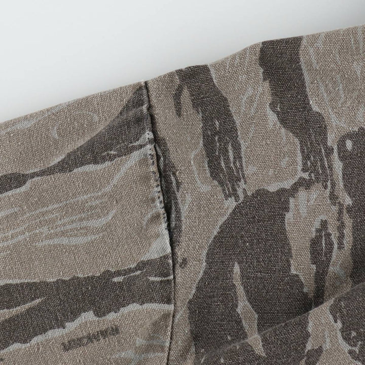 80'S Ranger Camouflage Pattern Tiger Stripe Camo Hunting Shirt Jacket, Made in USA, Men's XL (approx.), Vintage unclear gray type Vintage Second Hand