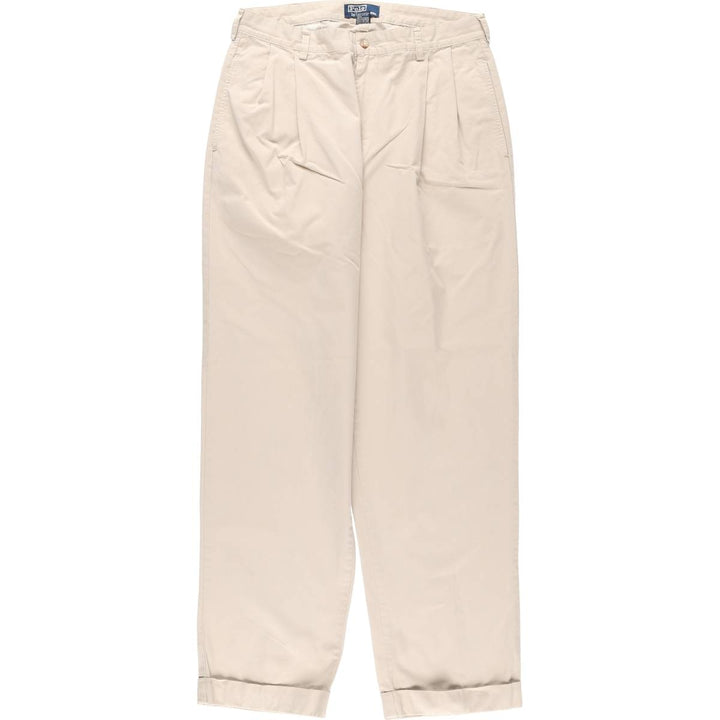 Ralph Lauren POLO by Ralph Lauren HAMMOND PANT, two-pleat chino pants, men's, W32 equivalent cotton Beige type Vintage Second Hand