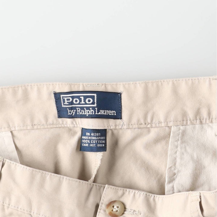 Ralph Lauren POLO by Ralph Lauren HAMMOND PANT, two-pleat chino pants, men's, W32 equivalent cotton Beige type Vintage Second Hand
