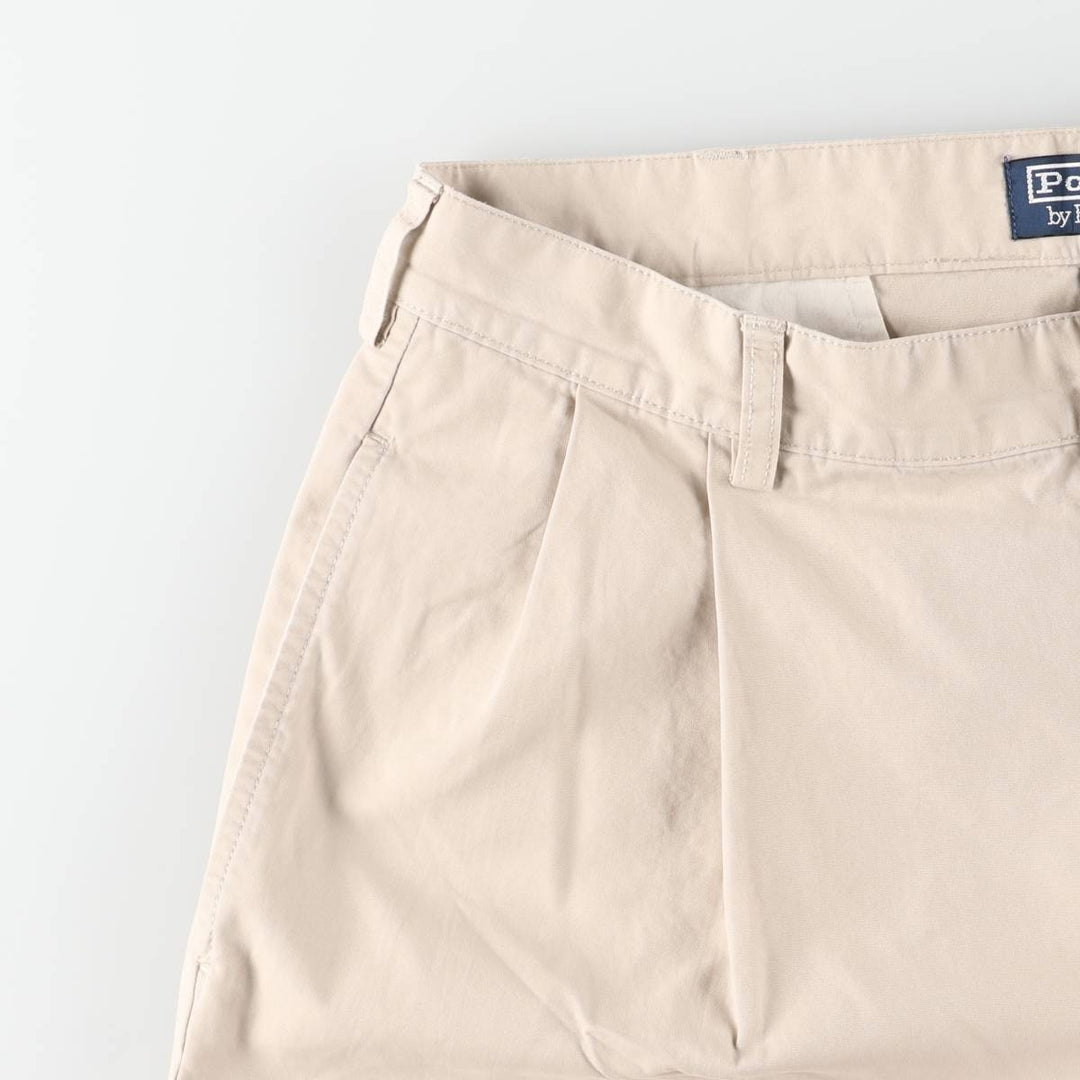 Ralph Lauren POLO by Ralph Lauren HAMMOND PANT, two-pleat chino pants, men's, W32 equivalent cotton Beige type Vintage Second Hand