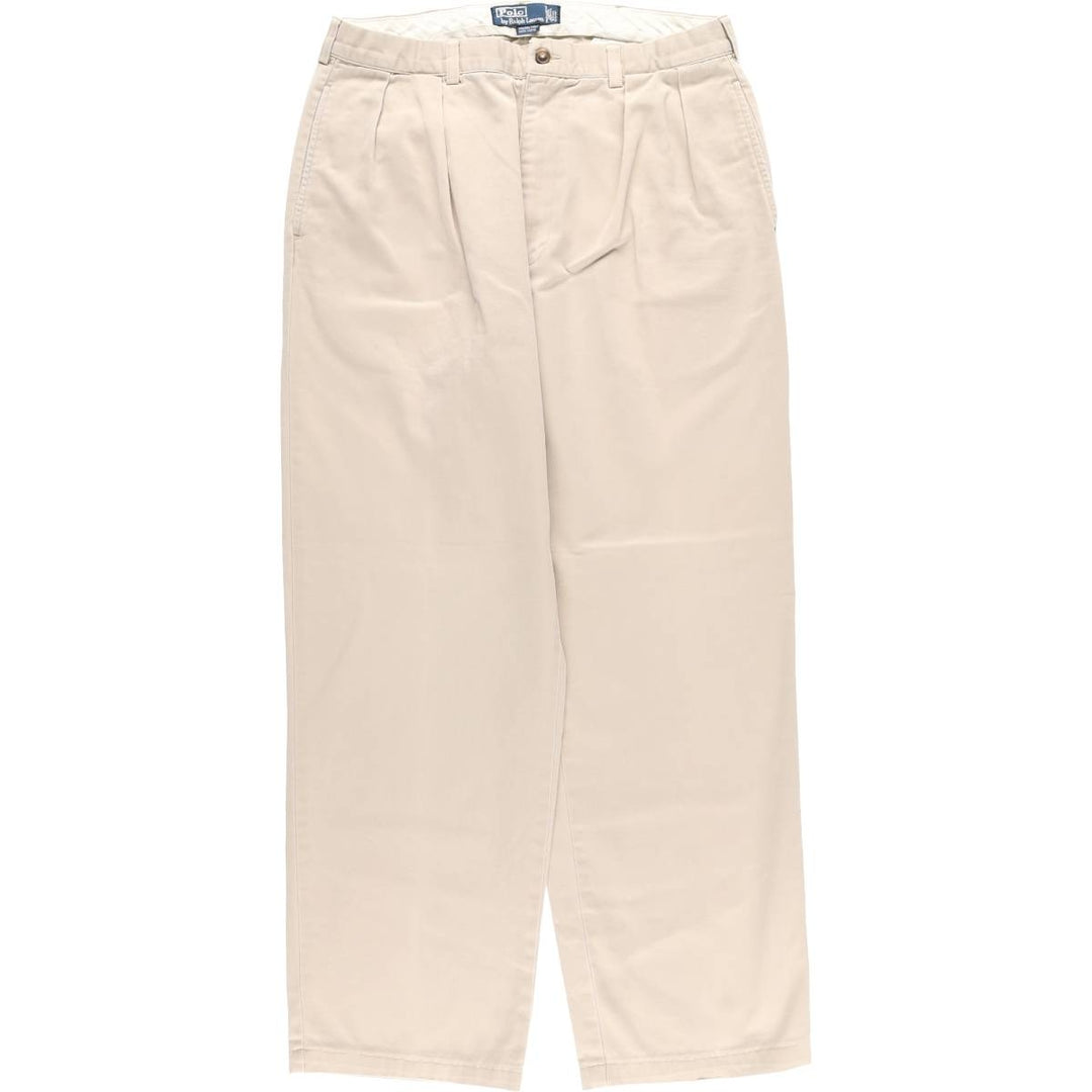 Ralph Lauren POLO by Ralph Lauren ANDREW PANT Two-pleat chino pants for men, equivalent to W34 cotton unbleached Vintage Second Hand