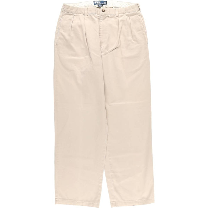 Ralph Lauren POLO by Ralph Lauren ANDREW PANT Two-pleat chino pants for men, equivalent to W34 cotton unbleached Vintage Second Hand