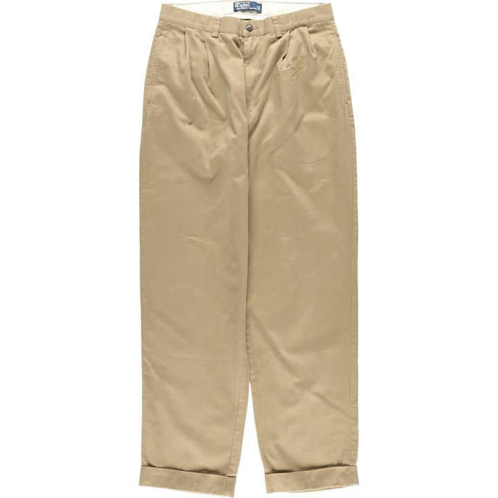 Ralph Lauren POLO by Ralph Lauren Two-pleat Chino Pants for Men, W33 equivalent cotton brown type Vintage Second Hand
