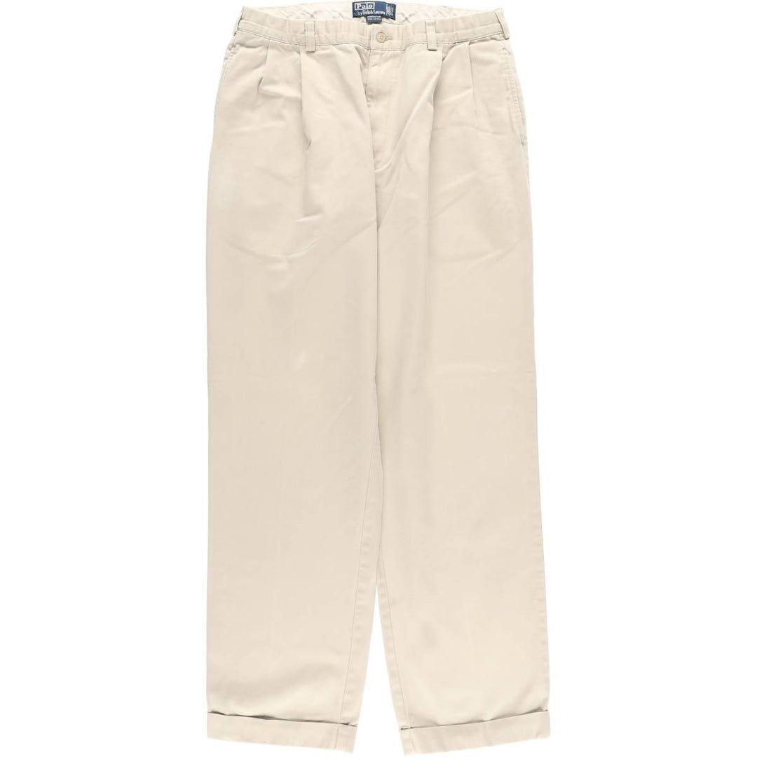 Ralph Lauren POLO by Ralph Lauren HAMMOND PANT, two-pleat chino pants, men's, w34 equivalent cotton Beige type Vintage Second Hand