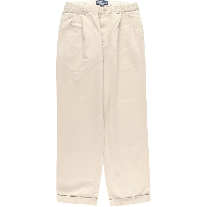 Ralph Lauren POLO by Ralph Lauren HAMMOND PANT, two-pleat chino pants, men's, w34 equivalent cotton Beige type Vintage Second Hand