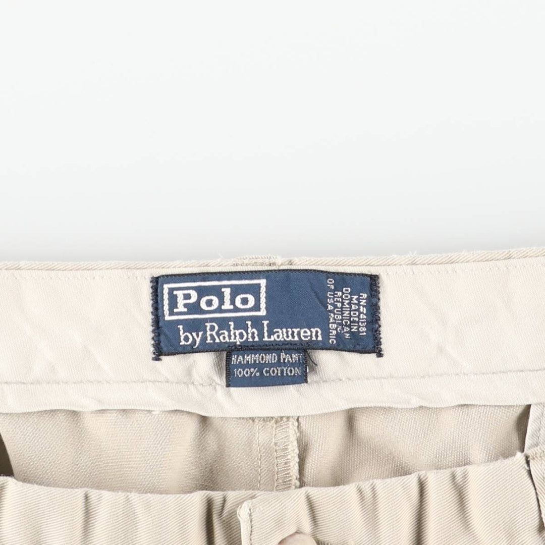 Ralph Lauren POLO by Ralph Lauren HAMMOND PANT, two-pleat chino pants, men's, w34 equivalent cotton Beige type Vintage Second Hand