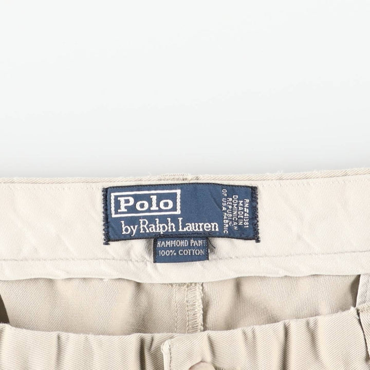 Ralph Lauren POLO by Ralph Lauren HAMMOND PANT, two-pleat chino pants, men's, w34 equivalent cotton Beige type Vintage Second Hand