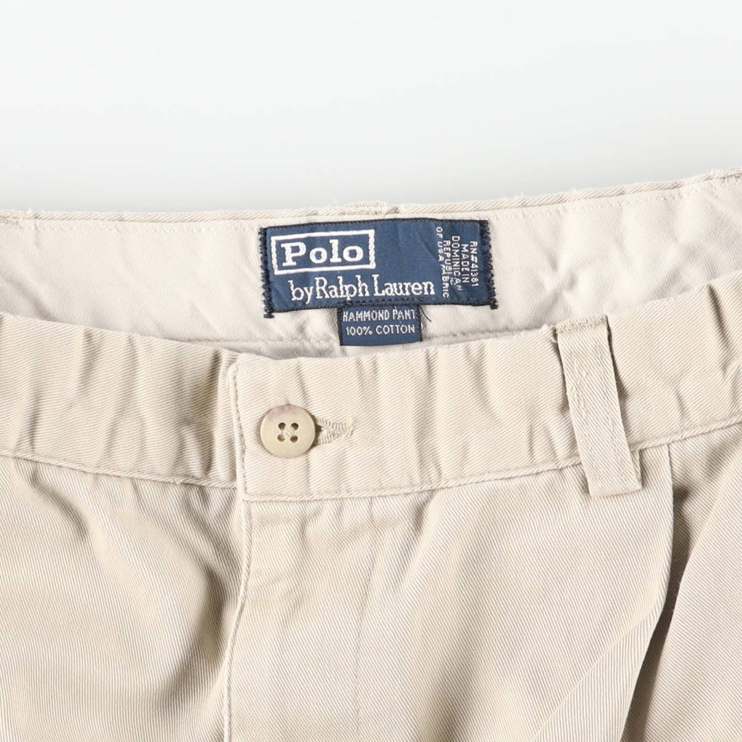 Ralph Lauren POLO by Ralph Lauren HAMMOND PANT, two-pleat chino pants, men's, w34 equivalent cotton Beige type Vintage Second Hand