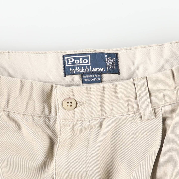 Ralph Lauren POLO by Ralph Lauren HAMMOND PANT, two-pleat chino pants, men's, w34 equivalent cotton Beige type Vintage Second Hand