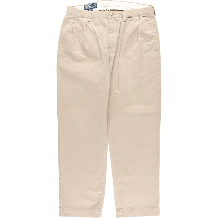 Ralph Lauren POLO by Ralph Lauren ETHAN PANT Two-pleat chino pants for men, size W34 cotton Beige type Vintage Second Hand