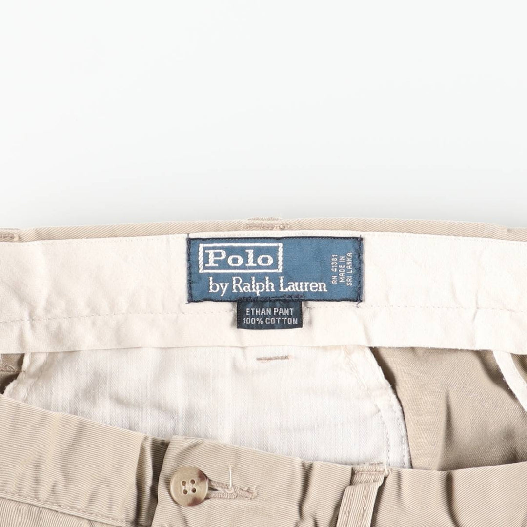 Ralph Lauren POLO by Ralph Lauren ETHAN PANT Two-pleat chino pants for men, size W34 cotton Beige type Vintage Second Hand